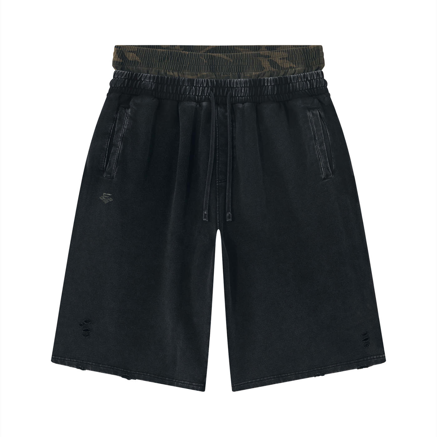 offset double waisted shorts