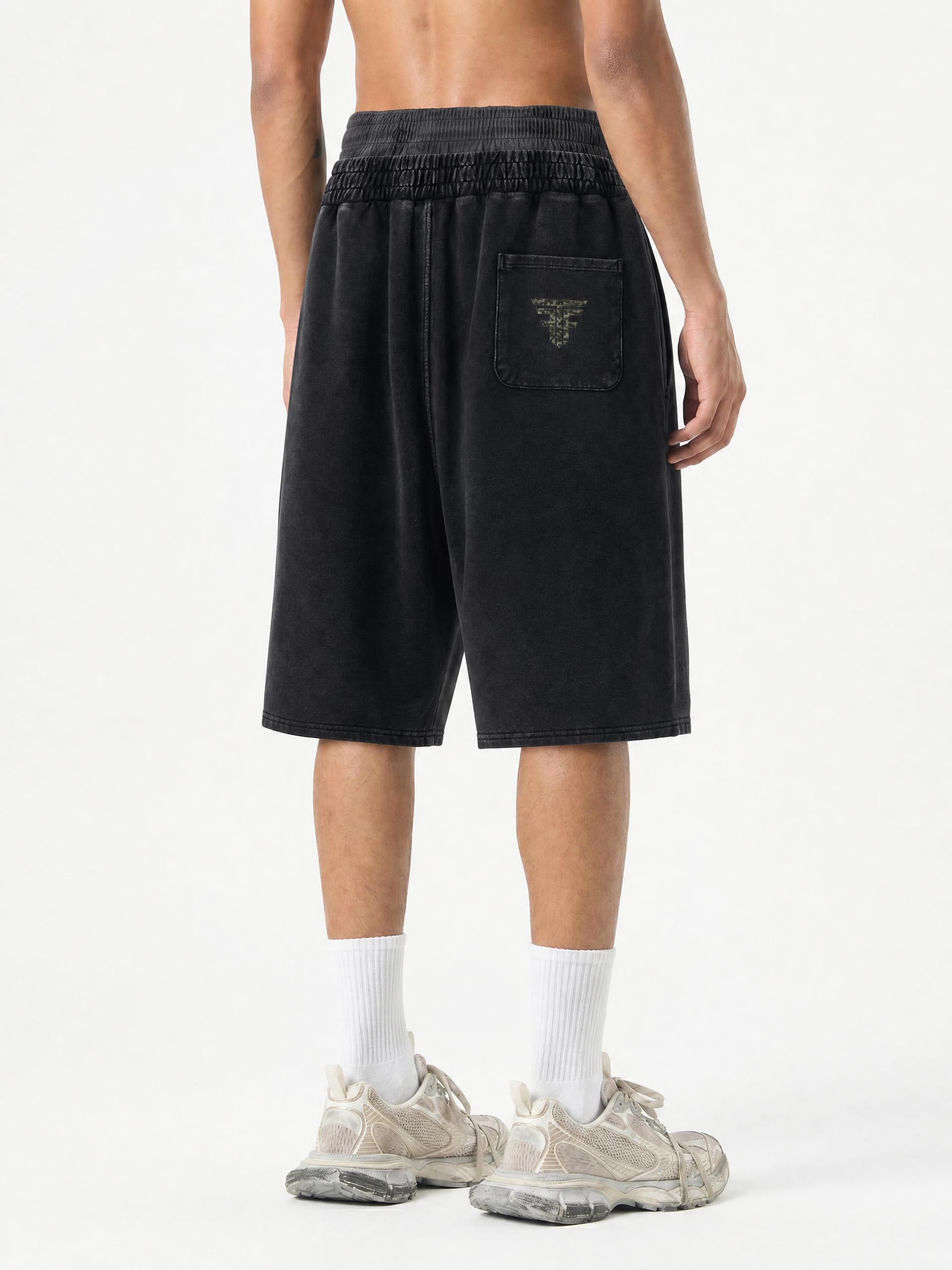 offset double waisted shorts